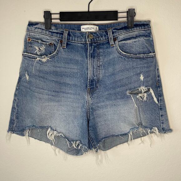 Abercrombie & Fitch Pants - Abercrombie & Fitch Curve Love High Rise 4” Shorts Cutoff Denim - Size 31/12